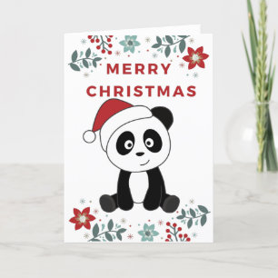 Panda Christmas Snow Winter Animals Pandas Holiday Card