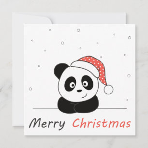 Panda Christmas Snow Winter Animals Pandas Invitation