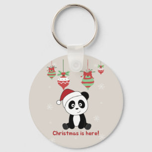 Panda Christmas Snow Winter Animals Pandas Keychai Key Ring