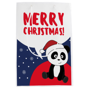 Panda Christmas Snow Winter Animals Pandas Medium  Gift Bag