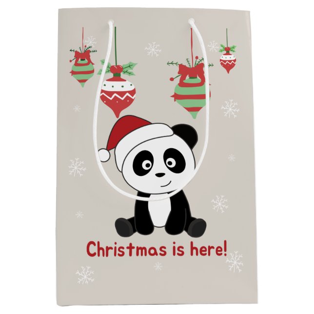 Panda Christmas Snow Winter Animals Pandas Medium  Gift Bag (Front)