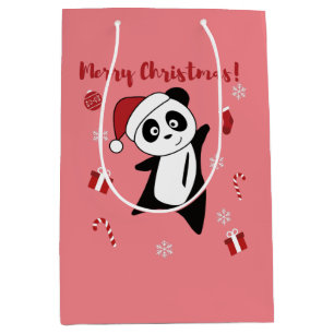 Panda Christmas Snow Winter Animals Pandas Medium  Gift Bag