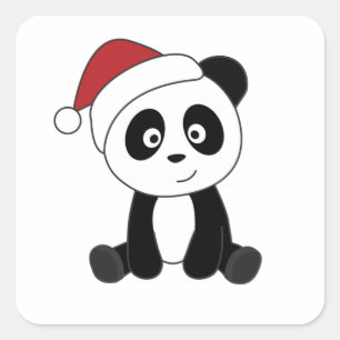 Panda Christmas Snow Winter Animals Pandas Square Sticker
