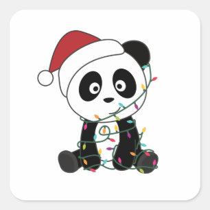 Panda Christmas Snow Winter Animals Pandas Square Sticker