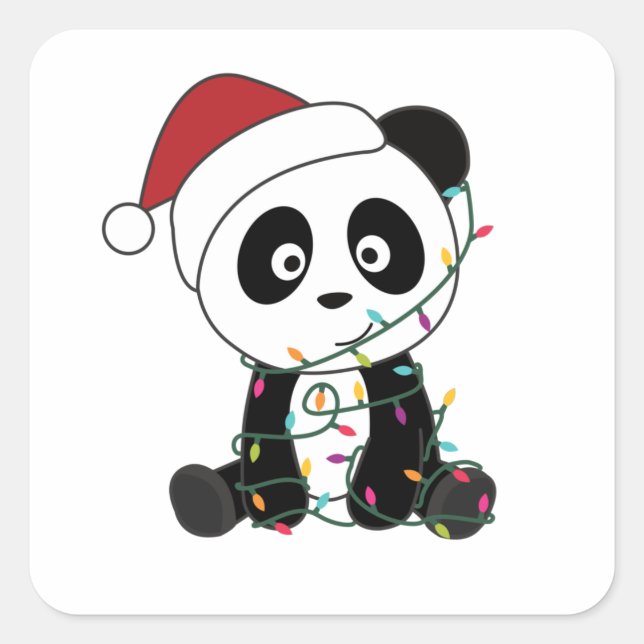 Panda Christmas Snow Winter Animals Pandas Square Sticker (Front)