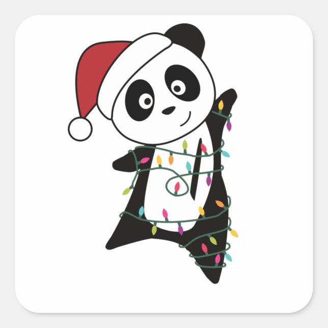 Panda Christmas Snow Winter Animals Pandas Square Sticker (Front)