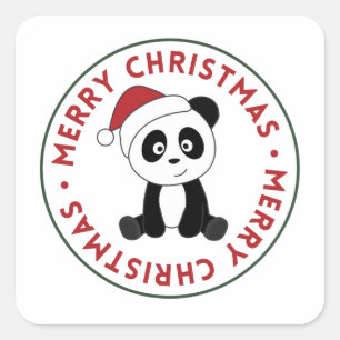 Panda Christmas Snow Winter Animals Pandas Square  Sticker