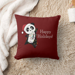 Panda Christmas Snow Winter Animals Pandas Throw P Cushion