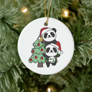 Panda Christmas Tree Christmas Animals Pandas Ceramic Tree Decoration