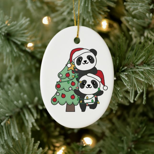 Panda Christmas Tree Christmas Animals Pandas Ceramic Tree Decoration (Tree)