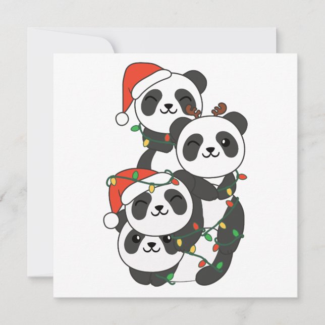 Panda Christmas Tree Christmas Animals Pandas Holi Holiday Card (Front)