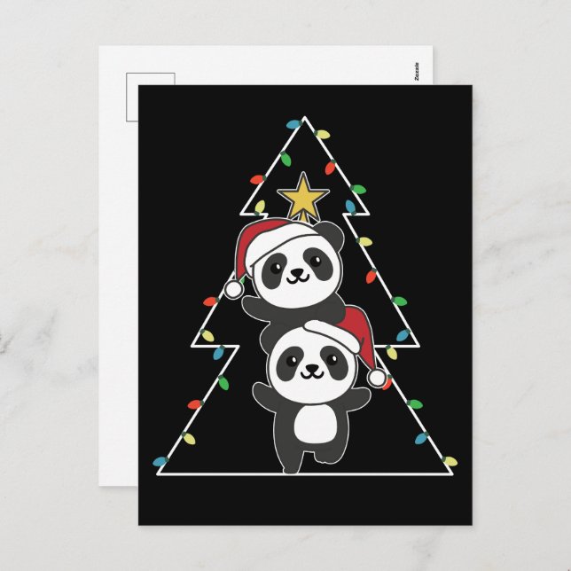 Panda Christmas Tree Christmas Animals Pandas Holi Holiday Postcard (Front/Back)