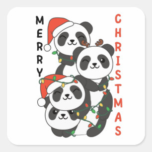 Panda Christmas Tree Christmas Animals Pandas Squa Square Sticker