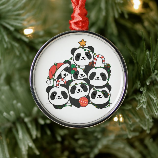 Panda Christmas Tree Funny Animal Christmas Cerami Metal Tree Decoration (Tree)