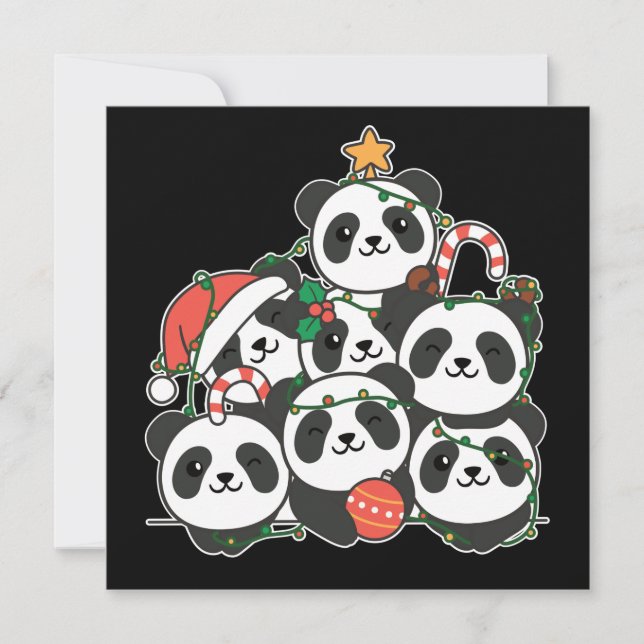 Panda Christmas Tree Funny Animal Christmas Invita Invitation (Front)