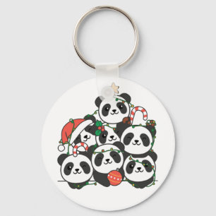 Panda Christmas Tree Funny Animal Christmas Keycha Key Ring