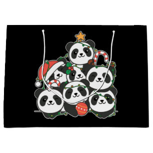 Panda Christmas Tree Funny Animal Christmas Large  Gift Bag