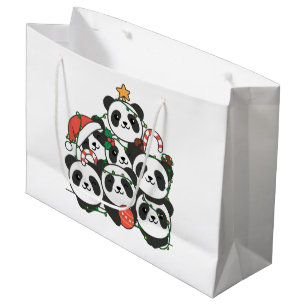 Panda Christmas Tree Funny Animal Christmas Large  Gift Bag