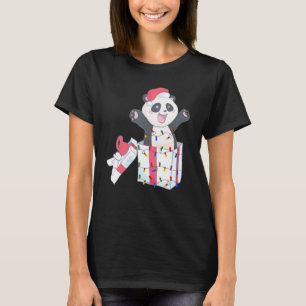 Panda Christmas Tree Light Santa Xmas Kids Boy Gir T-Shirt