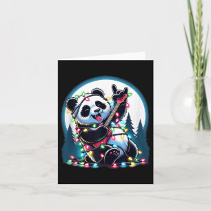 Panda Christmas Tree Lights Funny Xmas Panda Lover Card