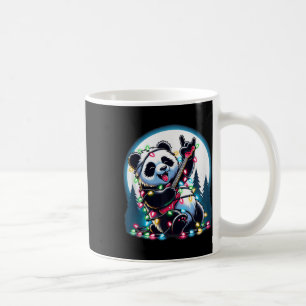Panda Christmas Tree Lights Funny Xmas Panda Lover Coffee Mug