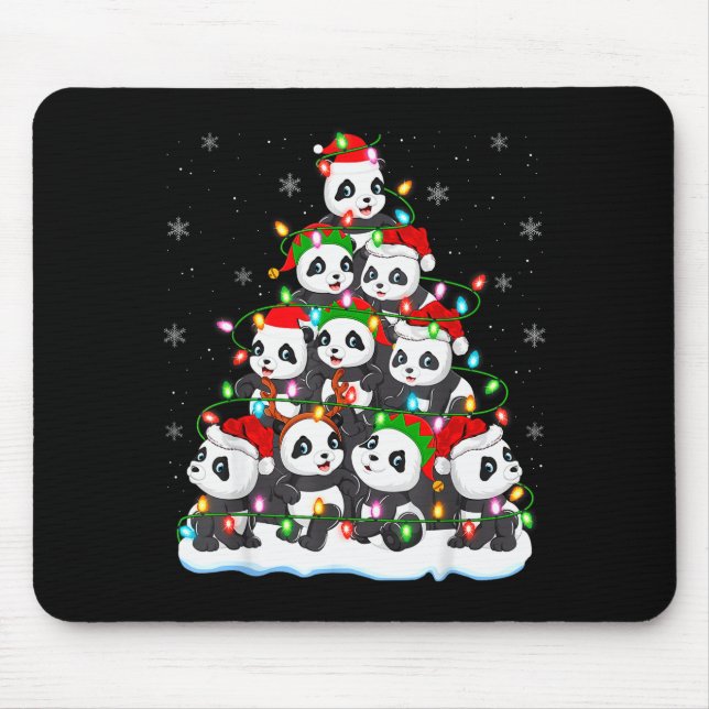 Panda Christmas Tree Lights Xmas Sweater Holiday P Mouse Mat (Front)