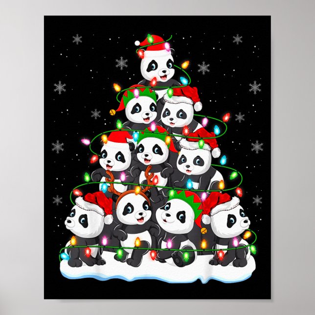 Panda Christmas Tree Lights Xmas Sweater Holiday P Poster (Front)