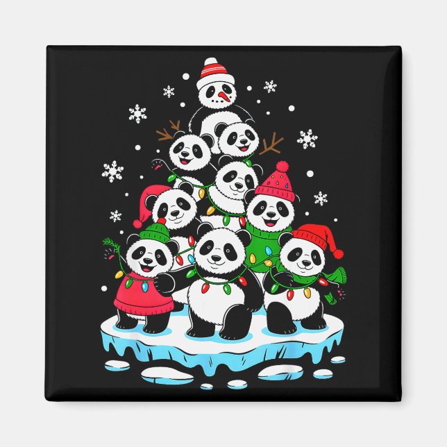 Panda Christmas Tree Panda Lover Xmas Squad Men Wo Magnet (Front)