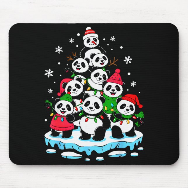 Panda Christmas Tree Panda Lover Xmas Squad Men Wo Mouse Mat (Front)