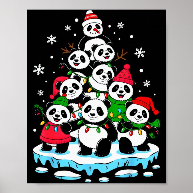 Panda Christmas Tree Panda Lover Xmas Squad Men Wo Poster (Front)