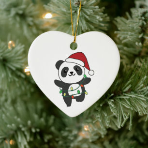 Panda Christmas Winter Animals Pandas Ceramic Orna Tree Decoration