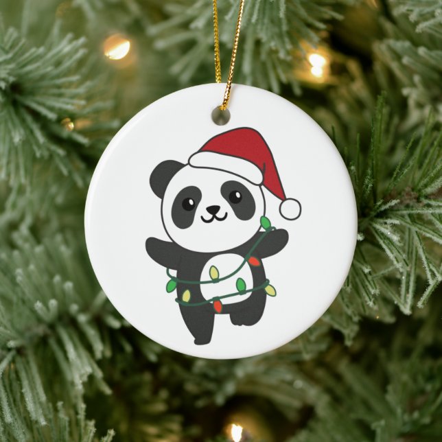 Panda Christmas Winter Animals Pandas Ceramic Orna Tree Decoration (Tree)