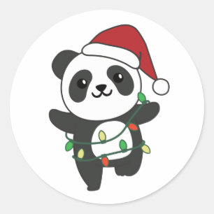 Panda Christmas Winter Animals Pandas Classic Roun Classic Round Sticker