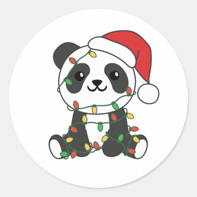 Panda Christmas Winter Animals Pandas Classic Roun Classic Round Sticker (Front)