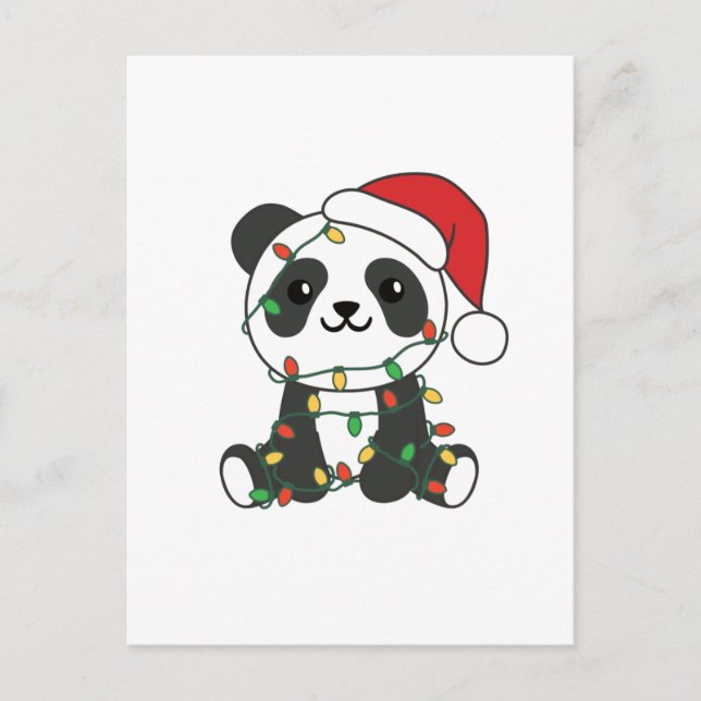 Panda Christmas Winter Animals Pandas Holiday Postcard (Front)