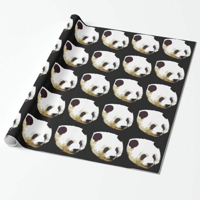 Panda Christmas Wrapping Paper (Unrolled)