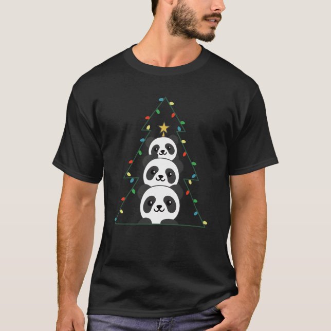 Panda Christmasree Christmas Animals Pandas girl T-Shirt (Front)