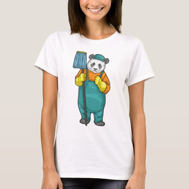 Panda Cleaner Mop Cleaning T-Shirt (Front)