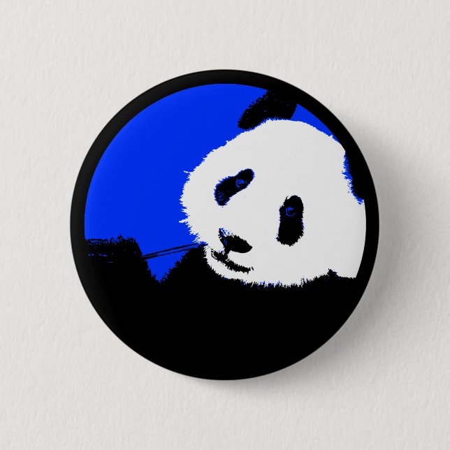 panda. colour customisable circle. 6 cm round badge (Front)