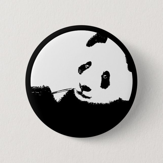panda. colour customisable circle. 6 cm round badge (Front)