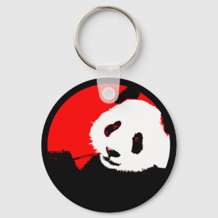 panda. colour customisable circle. key ring