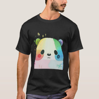 Panda Colourful Anime Coon Drawing Rainbow T-Shirt