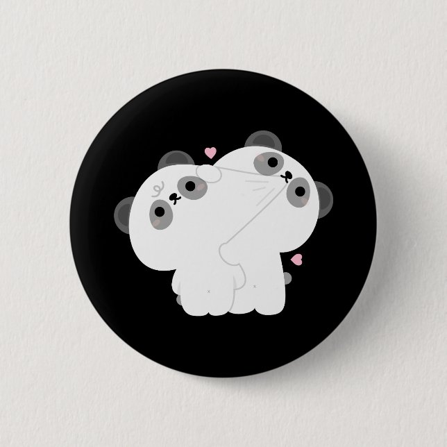 Panda Couple 6 Cm Round Badge (Front)