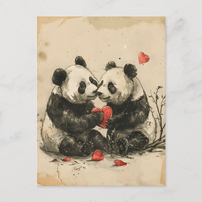 Panda Couple Valentine's Day  Postcard (Front)