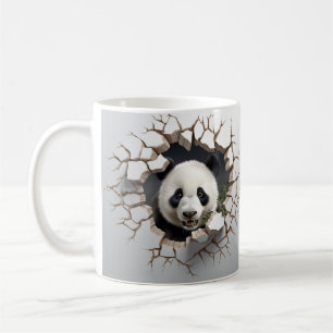 Panda Cracked Hole Art  Panda Smashed Wall 3D Coffee Mug