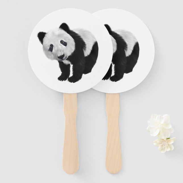 Panda Cub  Hand Fan (Front and Back)