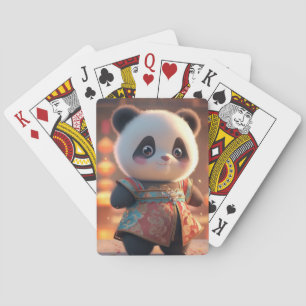 Panda Cub in Traditional Chinese Attire Playing Cards