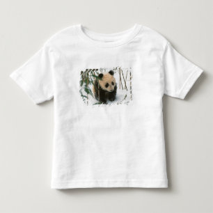 Panda cub on snow, Wolong, Sichuan, China Toddler T-Shirt