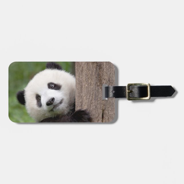 Panda cub painting luggage tag (Front Horizontal)