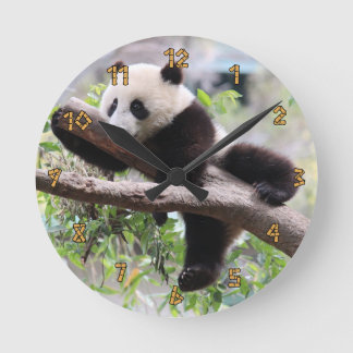 Panda Cub Relaxing In a Tree Round Clock
